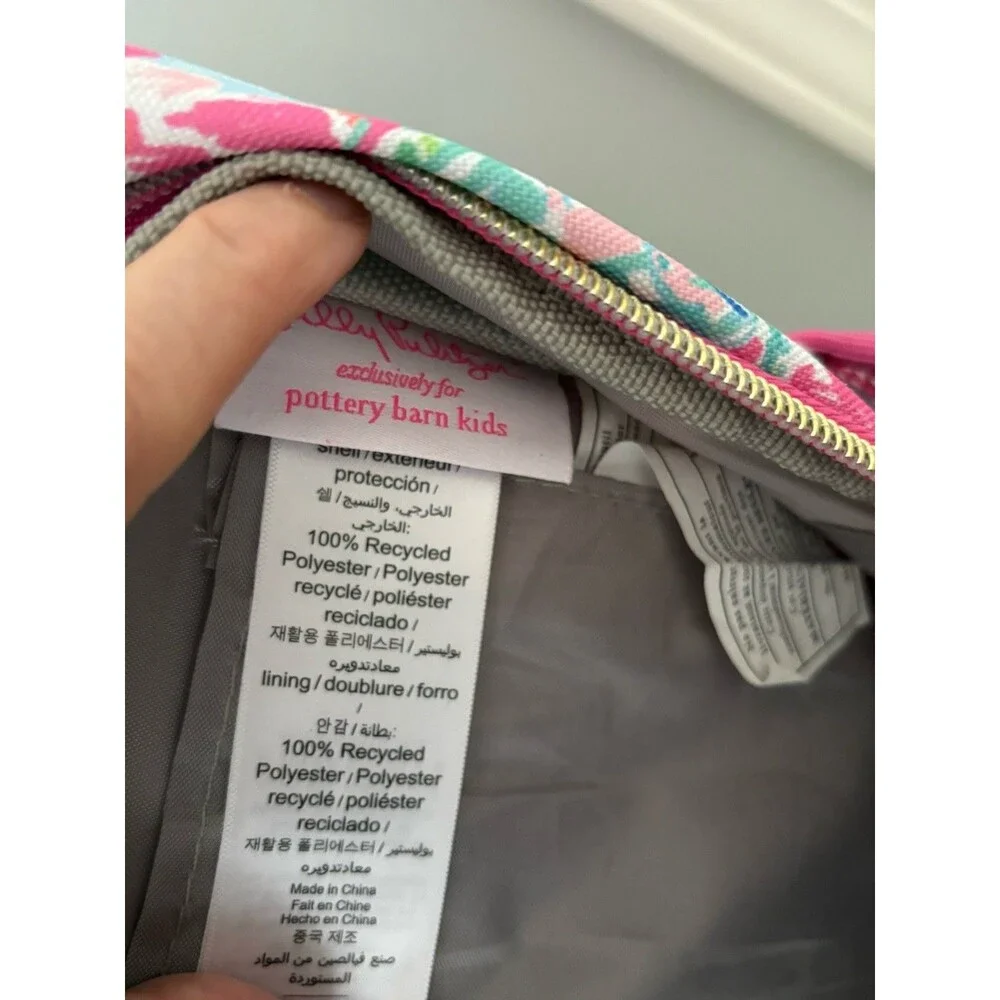Lilly Pulitzer for Pottery Barn Mermaid Cove Print Backpack Pink Gold Zipper